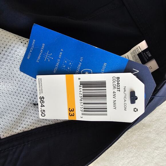 Nautica Men's Navy Blue Classic Fit Quick Dry Shorts - 33 - Picture 6 of 6